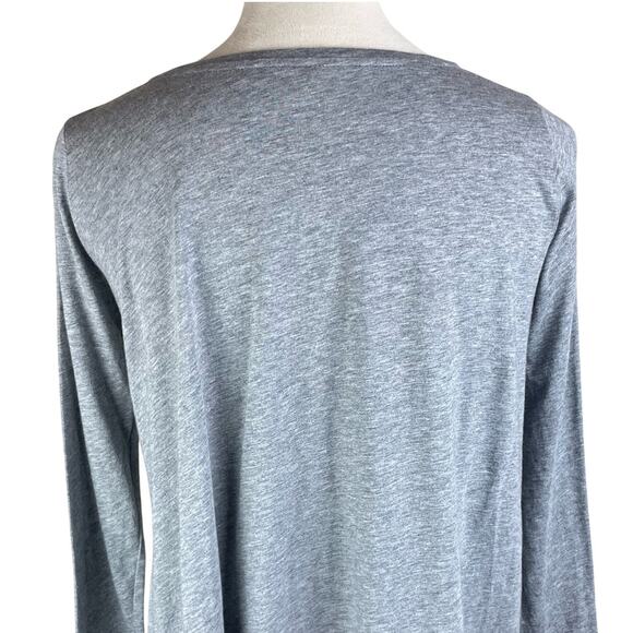 Demylee Heather Gray Long Sleeve Cropped Round Neckline Lightweight Casual Top - Picture 5 of 11